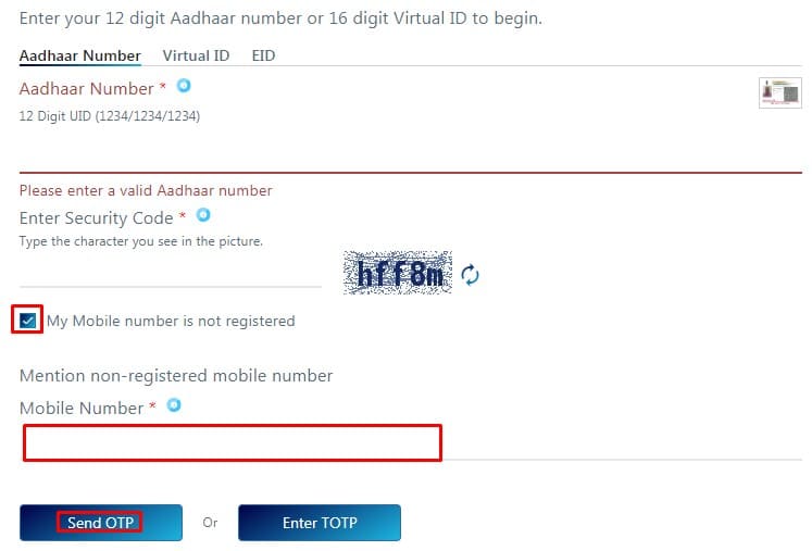 order aadhar reprint using any mobile number